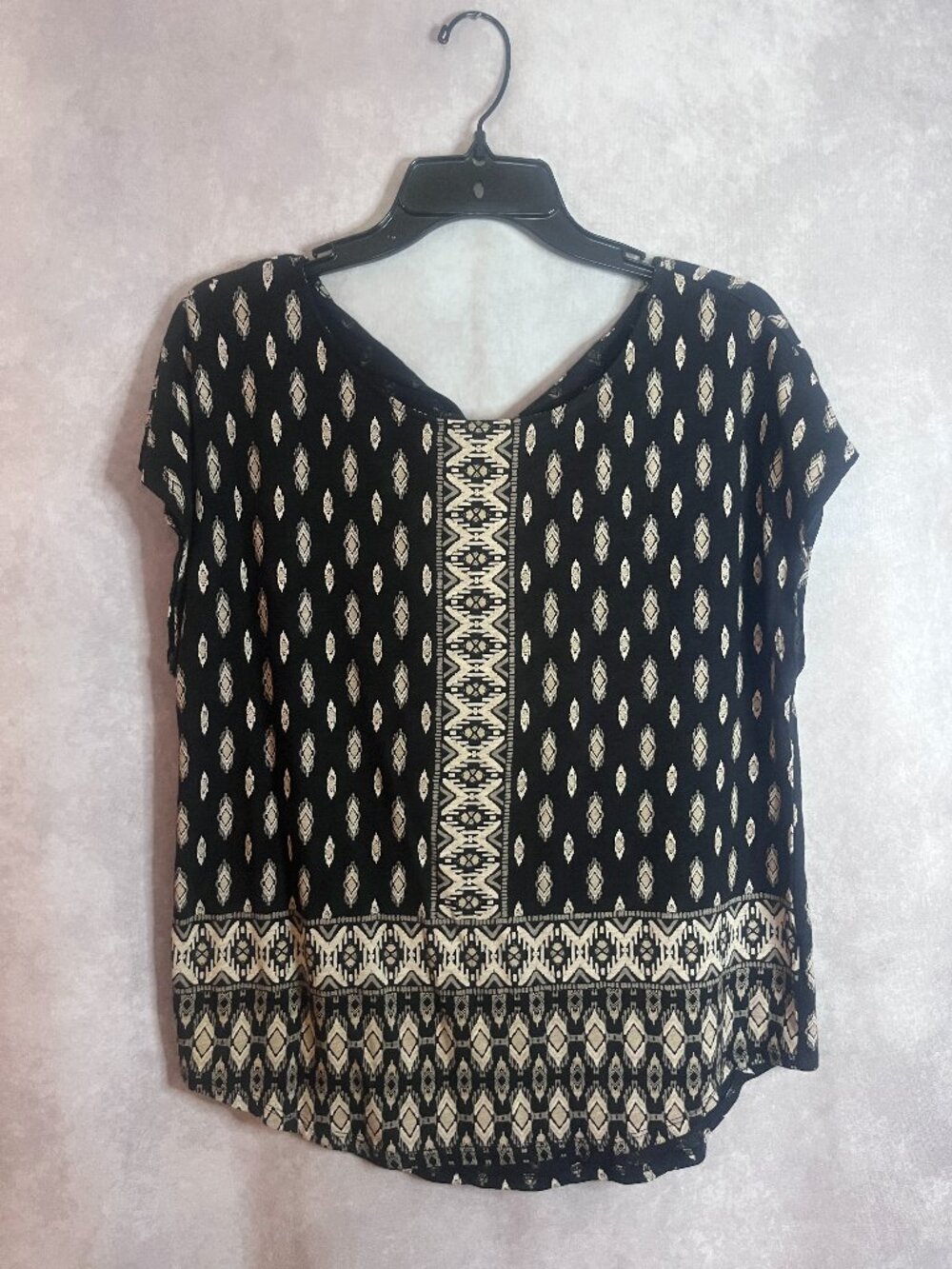 Lucky Brand Black Printed Top size Small